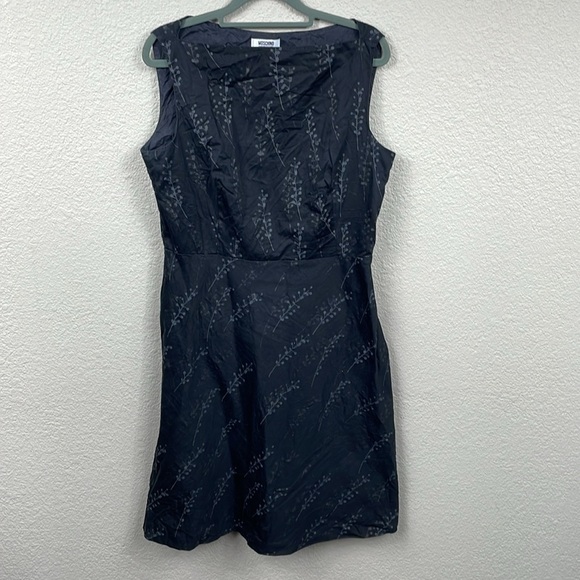 Moschino Cheap and Chic Floral Garden Sleeveless Mini Dress Black Boatneck Sz 12 - Picture 2 of 12